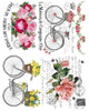 Little Birdie Crafts- Deco Transfer- Water Transfer Decal- 1 Sheet- Blooms and Bikes