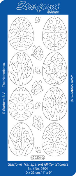 Starform FLOWERS IN EGGS GOLD GLITTER WITH SILVER 9304 Peel Stickers