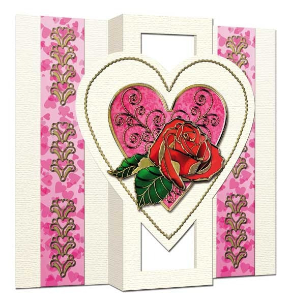 5 White Lomiac Die-Cut A6 Heart Tri-Fold Cards Making