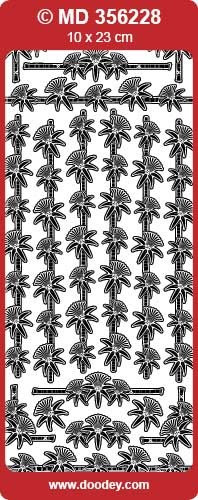 MD356228 Bamboo Borders Double Embossed Etched Asian Peel Stickers One 9x4 Sheet