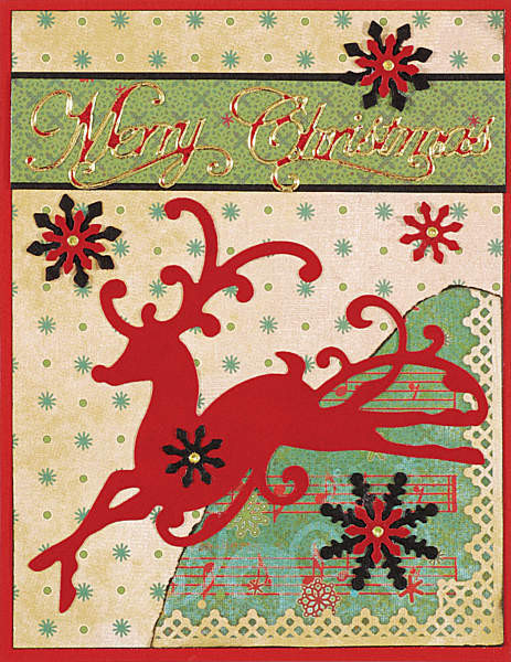 Paper Artist N5312 Flying Reindeer 5-die Set Cutting Dies by Hot Off the Press Works in Most Popular Tabletop Die Cutting Machines