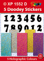 Numbers Holographic Greeting Silver Gold Sky Blue Purple Pink Letter Stickers Set Peel