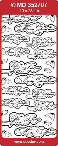 TEXT LABELS Silver MD352707 GLAD TIDINGS AND MERRY CHRISTMAS Peel Stickers Labels One 9x4 Sheet