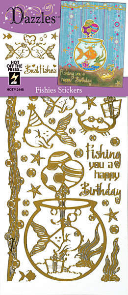 HOTP Dazzles FISHIES N2446 MIRROR GOLD Outline Stickers