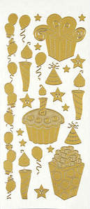 HOTP DAZZLES X13160 Gold Stitched Birthday Gift PEEL OUTLINE STICKERS 1868