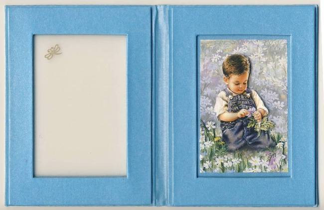 Framed Silk Window BLUE Greeting Card NOTE