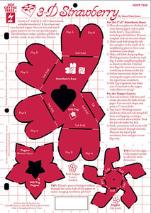 HOTP Template 7359 3-D Strawberry Box 2x2 Dimensional gift box Perfect Party Favors!
