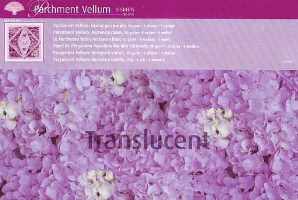 Parchment Vellum- hydrangea PURPLE Pergamano--5 sheets