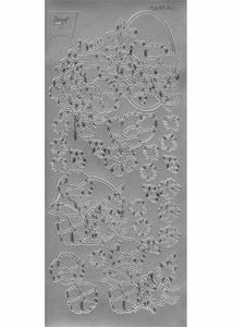 Joy! Crafts N107 Silver Outline Peel Silver Cosmos Flower Stickers