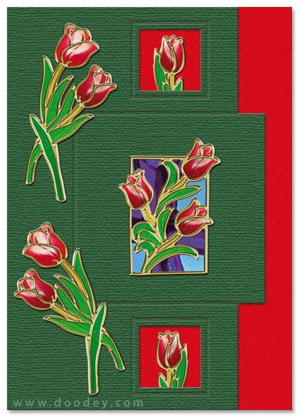Lomiac Die-Cut A6  GreenSquare Cards 5pc Card-Making