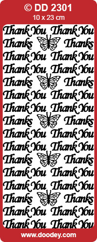DD2301 Multi-Color Thank You Peel Stickers One 9x4 Sheet