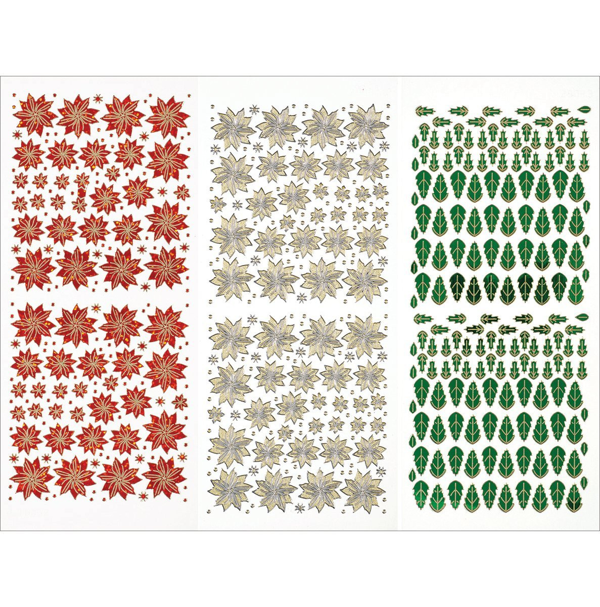 Hot Off The Press Dazzles Stickers, Tiny Poinsettias, 3-Pack