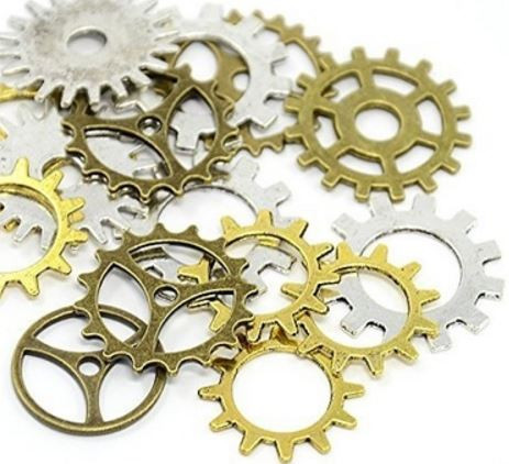 Metal Art Embellishments Gears Approx 15-pc Gears in Variety of Colors Sizes and Styles 