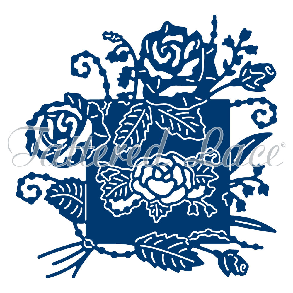 Tattered Lace Rose Scroll Cutting Die D1153 Frame and Accent