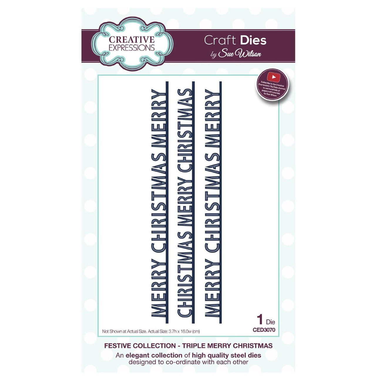 Sue Wilson Festive Collection - Triple Merry Christmas Craft Die CED3070 