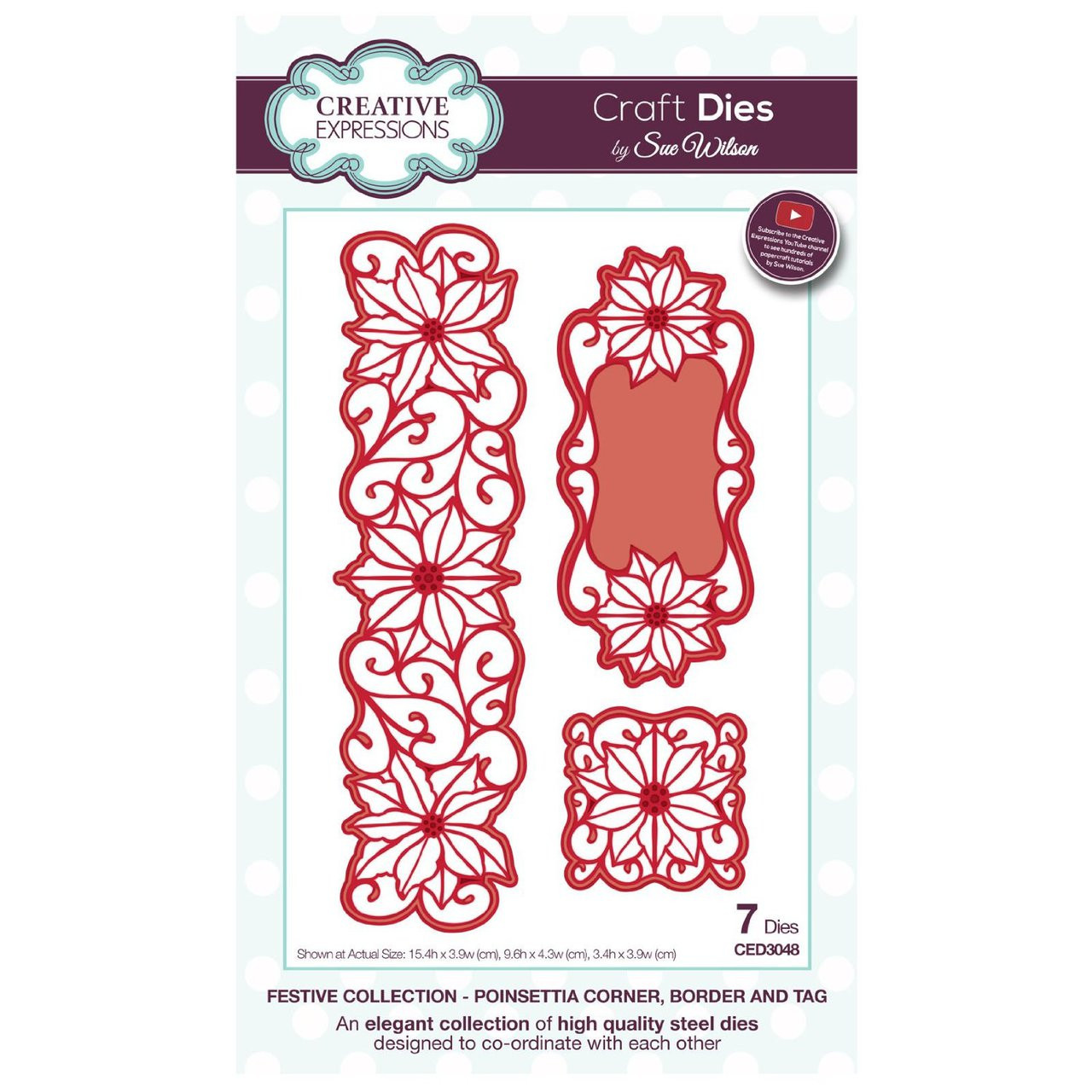 Sue Wilson Festive Collection - Poinsettia Corner, Border Craft Die CED3048 
