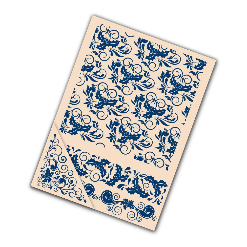 Tattered Lace Set of 4 Embossing Folders -- Holly Flourish Set EF008