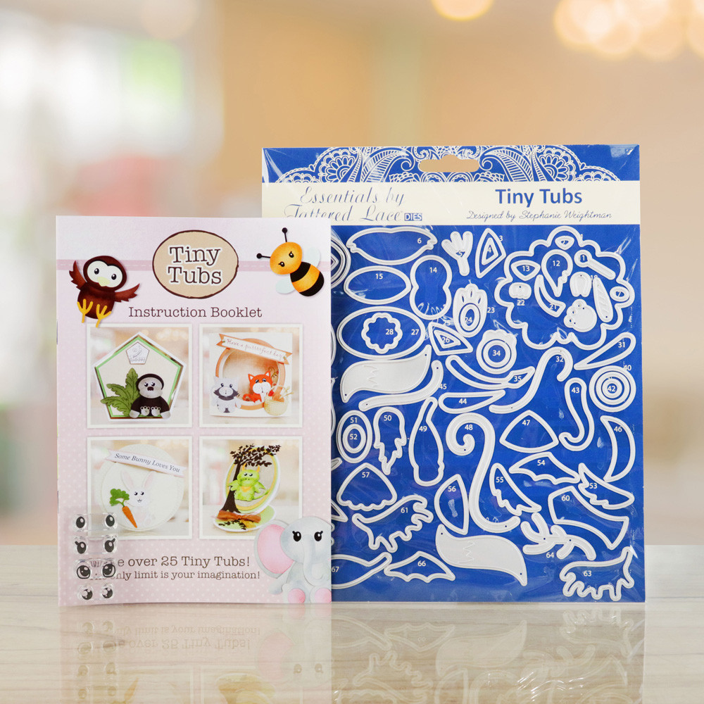 Tattered Lace Tiny Tubs Dies 68-pc, Booklet, and Eye-stamp Set