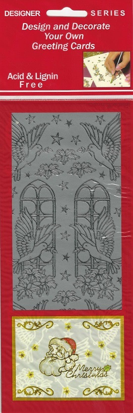 Sticker King Christmas Silver Foil Doves and Windows Outline Peel Sticker