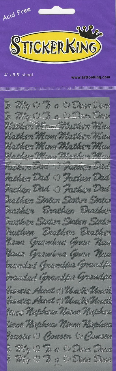 Sticker King Family Members Silver Foil Outline Peel Sticker