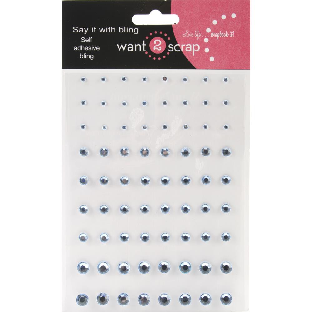 Want2Scrap Say it With Bling Rhinestones 72 Baby  Blue Self Adhesive Gems 2055