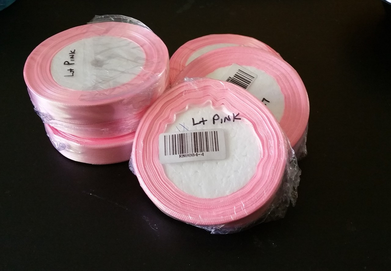 25 yd Satin Ribbon 5/8" LT PINK  25-yards RN0004-4 (Pink with a Light touch of pink)