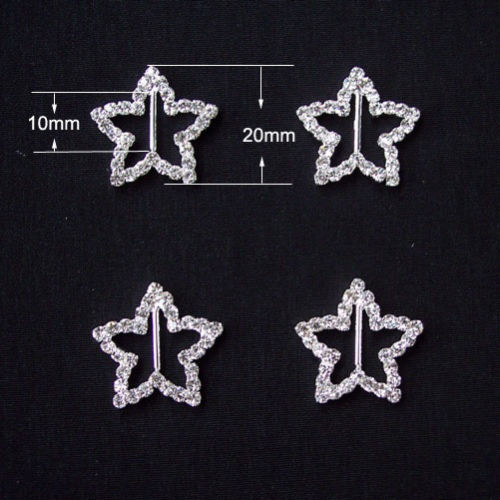 Rhinestone Ribbon Slider Star Silver 5pc C2039  