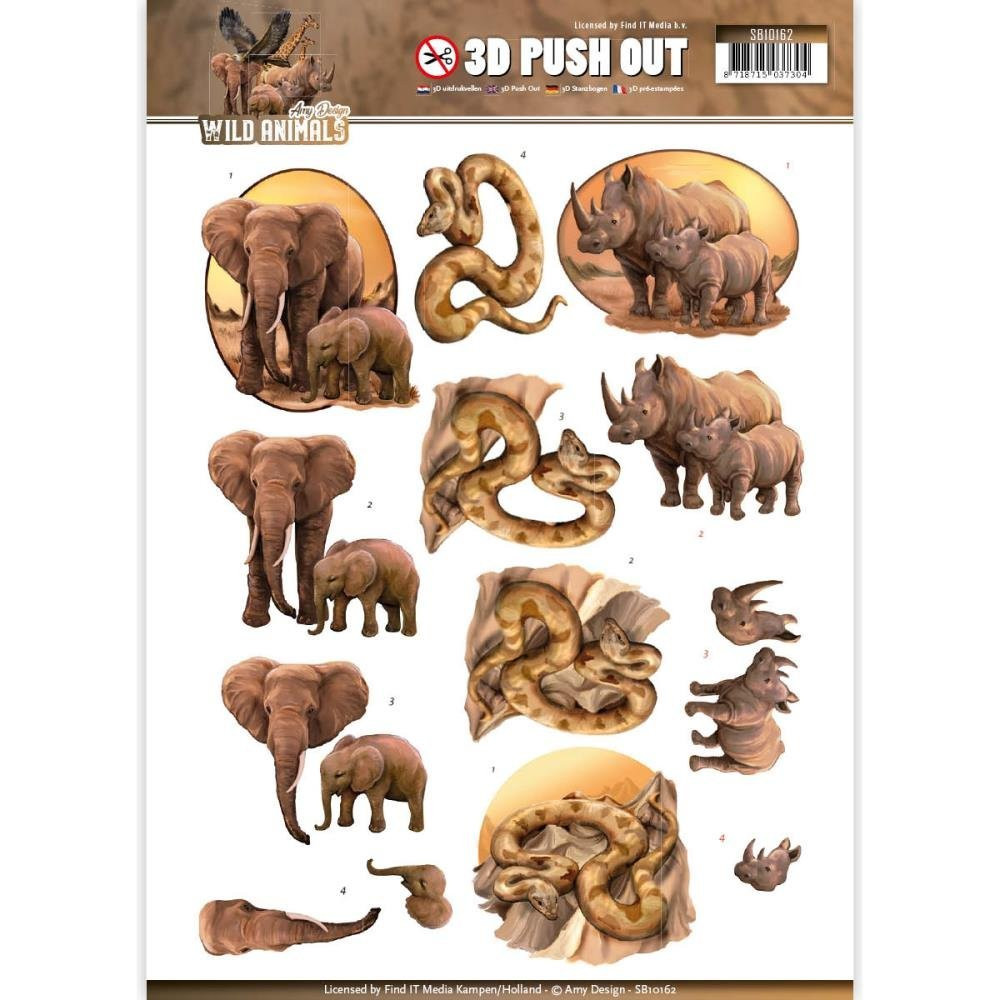 Amy Design Wild Animals 3D Push Out SB10162 Paper Tole 3-D Decoupage