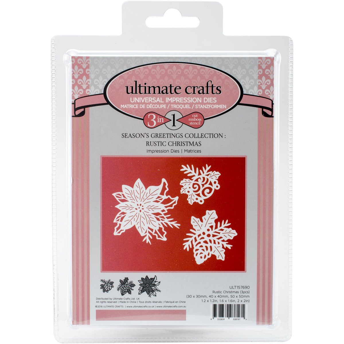 Ultimate Crafts Die-Rustic Christmas, 1.2' To 2'