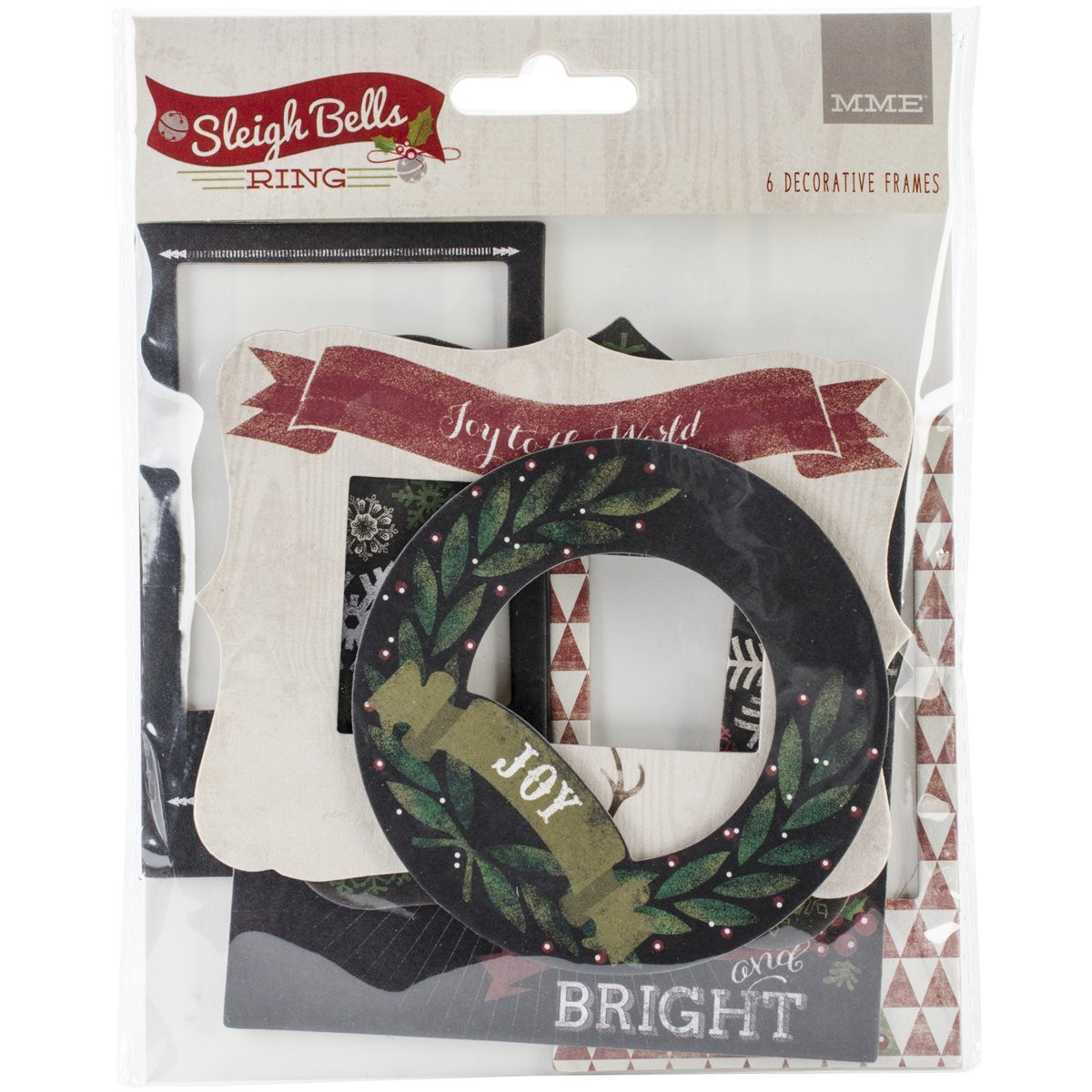 My Mind's Eye Sleigh Bells Ring Chipboard Frames 6/Pkg-