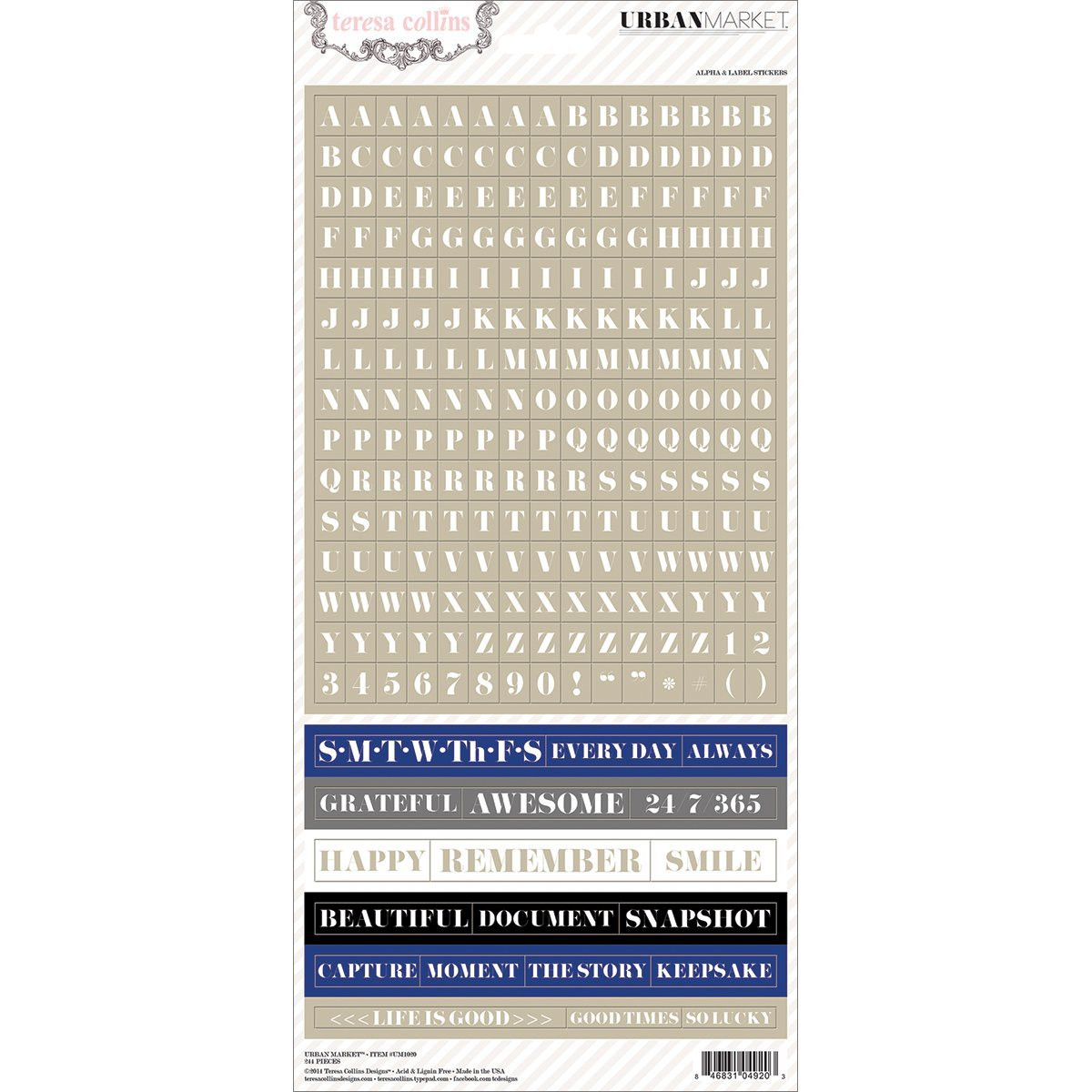 Teresa Collins Urban Market Stickers, 6 by 12-Inch, Words