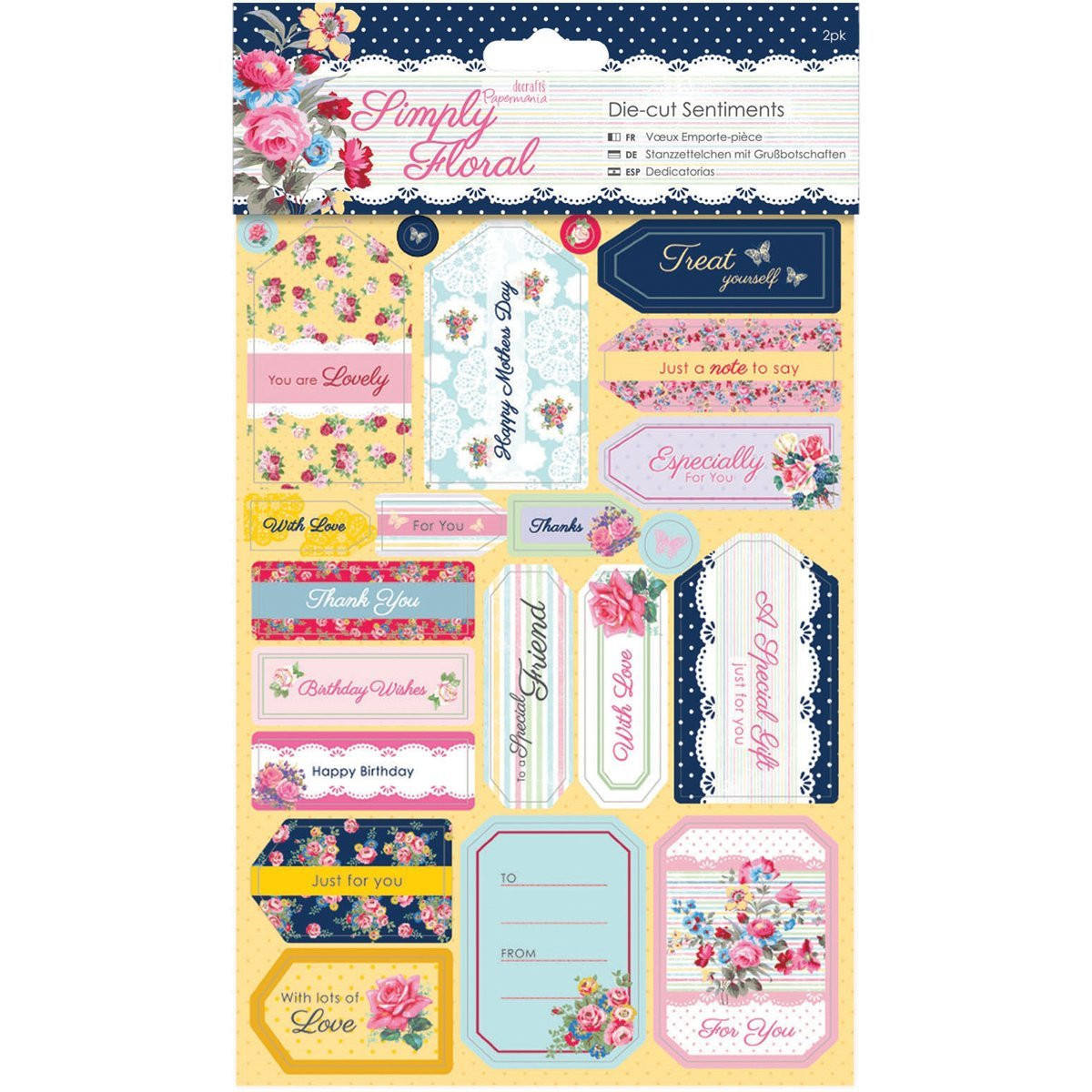 docrafts Papermania Simply Floral Sentiments Die-Cuts