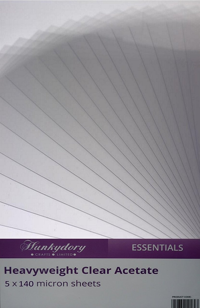 Hunkydory Crafts Clear Light-Weight Acetate A4 Acetate 140-Micron 5-pc