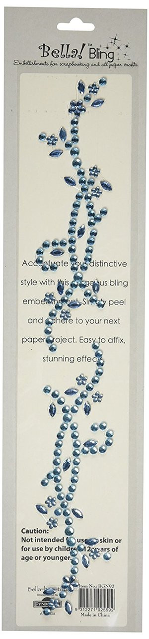 Ruby Rock-It Bling Self Adhesive Rhinestones, Floral Strips, Blue, 2-Pack