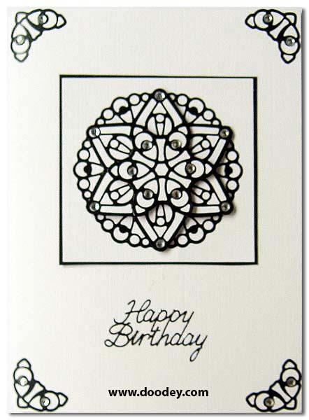 Doodey DD2432 Happy Birthday BLACK Peel-Off Outline Metallic Style Sticker
