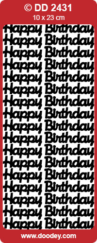 Doodey DD2431 Happy Birthday -  LARGE GOLD Peel Stickers One 9x4 Sheet