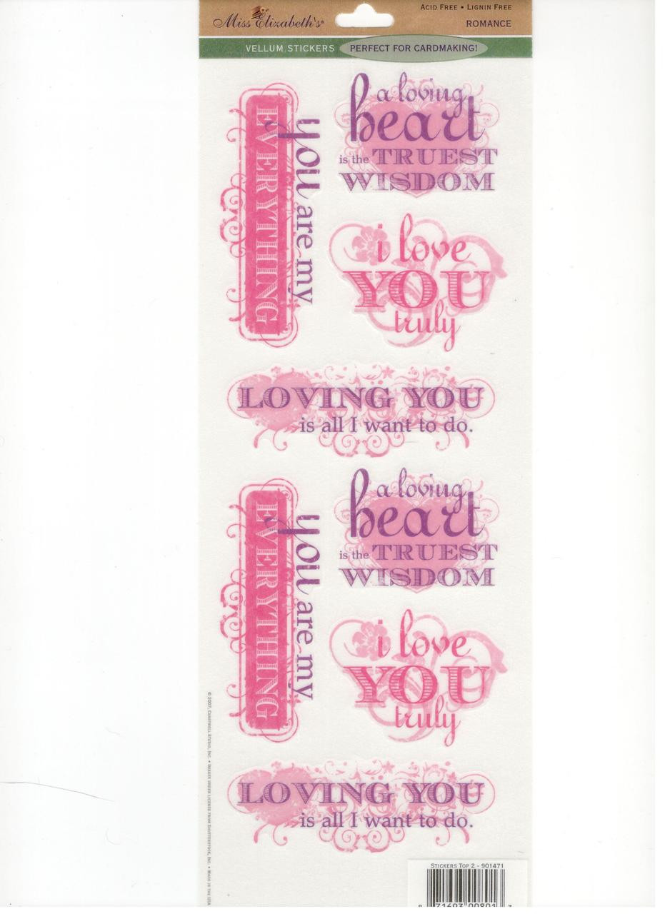Miss Elizabeth's Vellum Stickers - Romance 