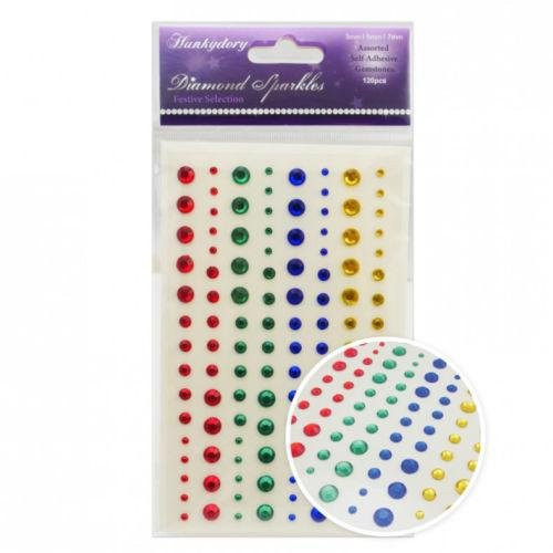 Hunkydory Diamond Sparkles Festive Collection 120 Assorted Self-Adhesive Gemstones Gem204