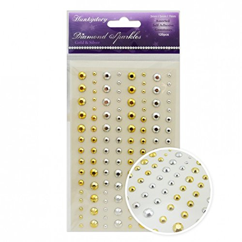 Hunkydory Diamond Sparkles Gold & Silver 120 Assorted Self-Adhesive Gemstones Gem203