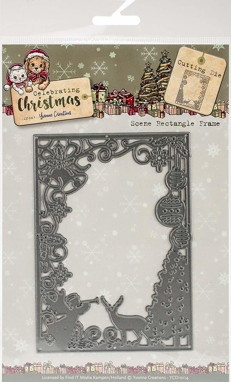 Yvonne Creations Celebration Christmas Die-Christmas Scene Rectangle Frame