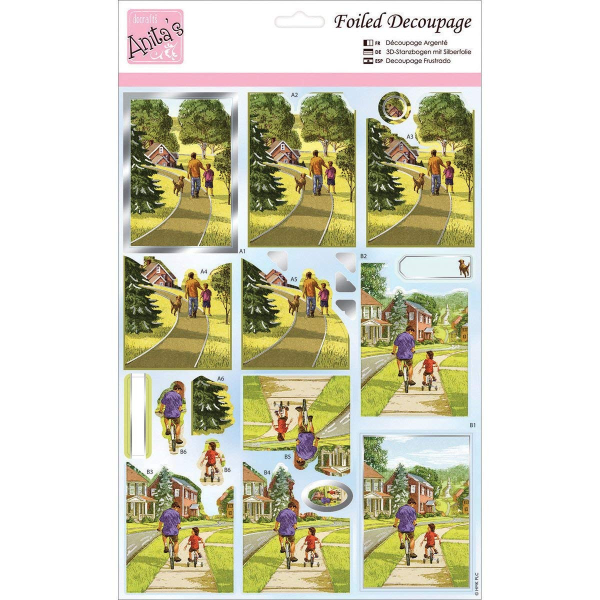 Docrafts A169555 Anitas A4 Foiled Decoupage Sheet - Father & Son