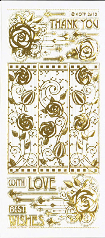 HOTP Gold Engraved Roses Dazzles Stickers 2613