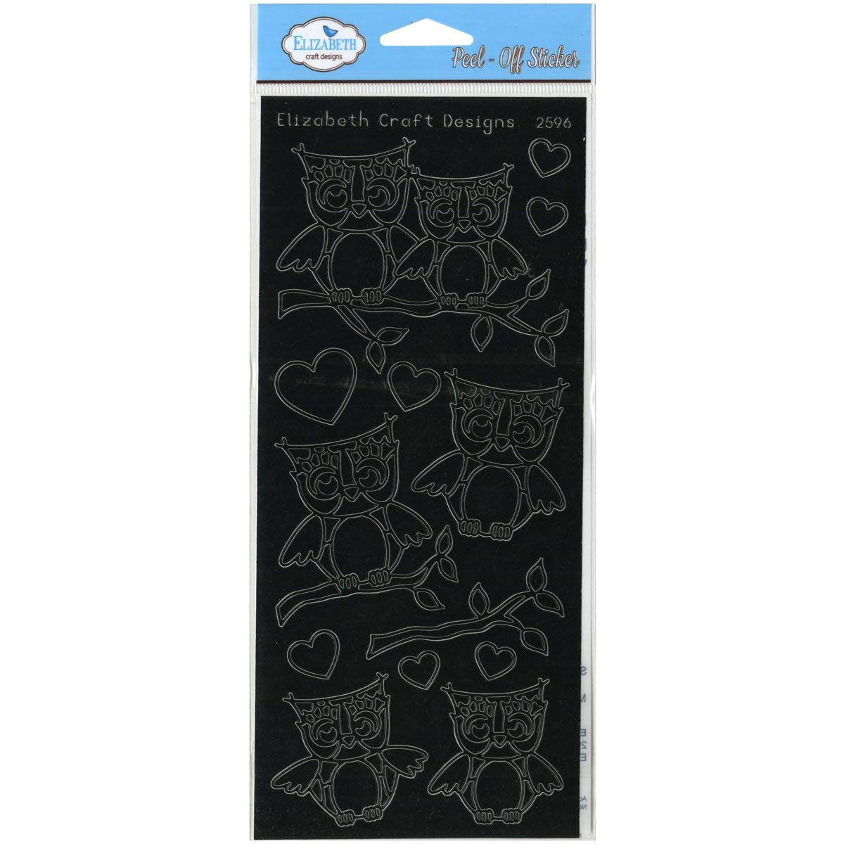 Elizabeth Craft Designs Lots of Owls Peel-Off Stickers, Black