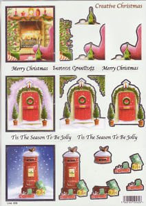 3D Craft Uk Front Door & Post Box Silver Foiled Die Cut Decoupage 658