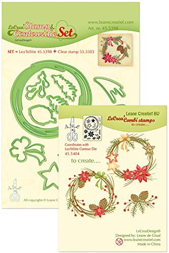 Leanne Creatif Stamp & Contour Die Set Christmas Wreath
