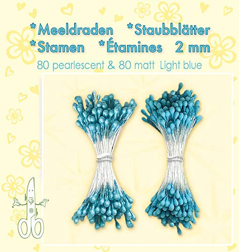 Leanne Creatief Light Blue Pearl Stamen. 80 Pearl and 80 matt Stamens
