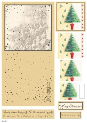 Craft UK Die-Cut Concept Card Kit Decoupage Sheet Christmas Trees #941