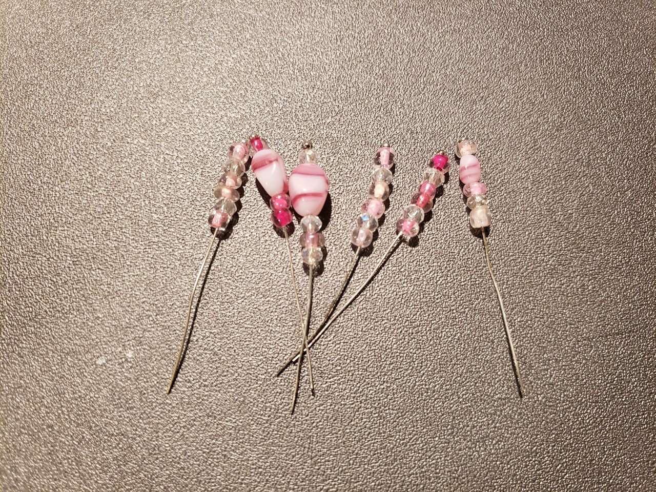 Bow Pins - Small - Pink and Crystal on 20ga Silver Pins P030