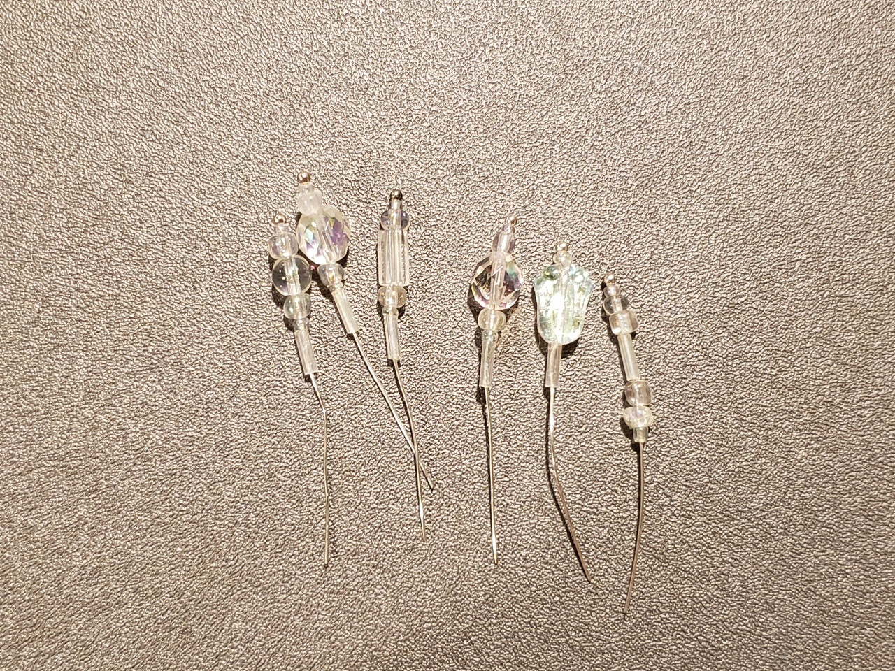 Bow Pins - Small - Iridescent and Crystal on 20ga Silver Pins P035