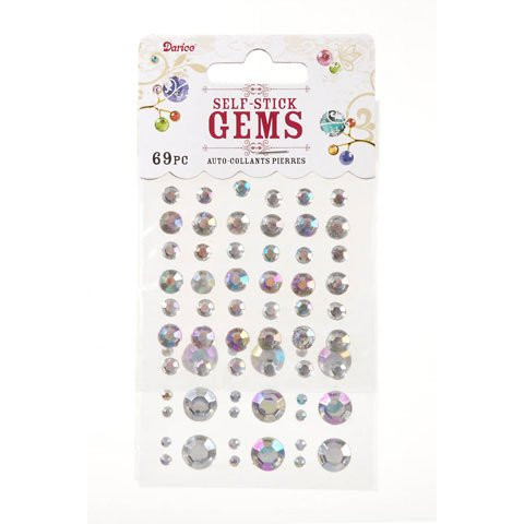 Darice Gems DIY Crafts Stick On Rhinestones Round Clear AB Assorted 69 pc